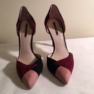 Suede Pumps - Black Pink & Maroon Zara Basic with 4 inch heels